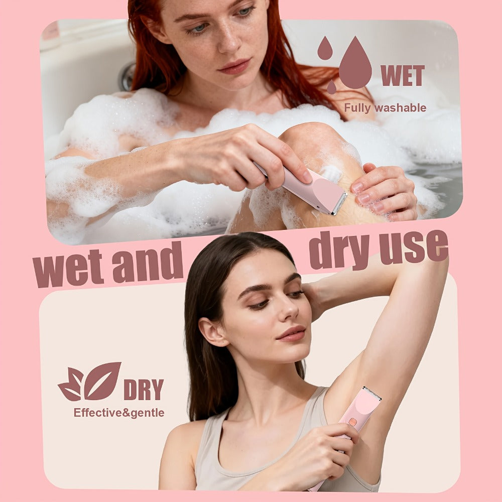 Electric Shaver 2-in-1 Dual-Head Bikini Trimmer with Digital Battery Display and Waterproof Wet/Dry Use