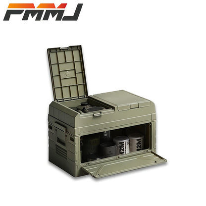 Army-Green Outdoor Storage Box with Flat Cover, Lift-Up Desktop or Front-Access Box Lid Options