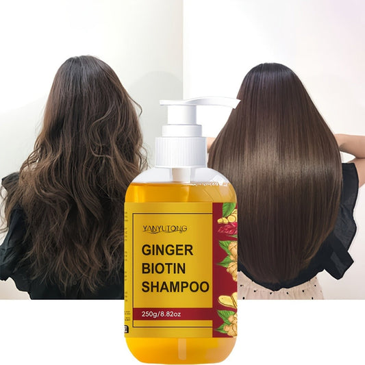 Ginger Biotin Shampoo 250g with Vitamin B7 for Hair Growth, Deep Cleansing, Anti-Breakage, Anti-Split Ends