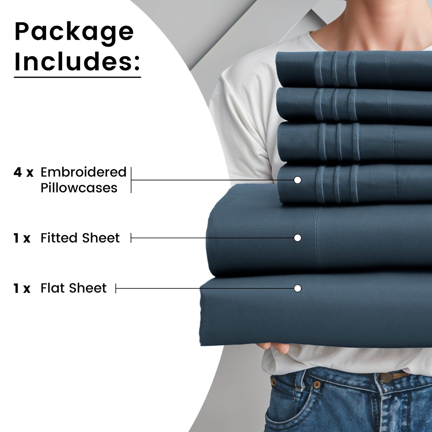 Fitted Sheet Set 6-Piece Brushed Polyester Deep Pocket Bed Sheets 20 Colors Hotel Luxury Bedding with Embroidered Pillowcases