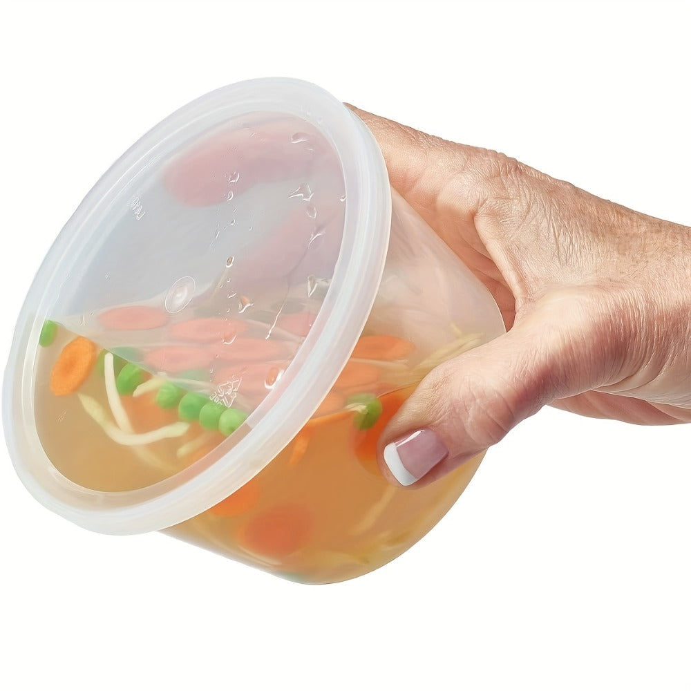 Food Storage Containers 24-Pack 16 oz Round Deli Boxes with Fitted Lids for Portion and Refrigerator Storage