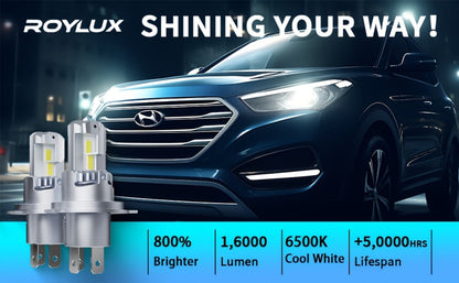H4 LED Headlight Bulbs 60000LM 120W 6500K White High Low Beam Conversion Kit, 9003 HB2 HIR2 9012 Mini CSP Chips Non-Polarity EMC