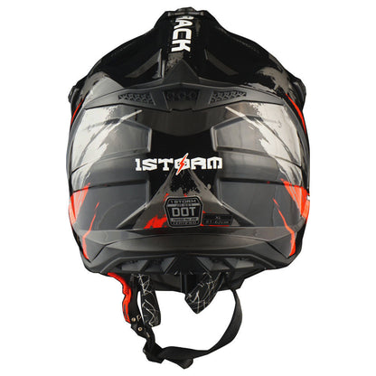 Motorcycle Helmet 1STORM Dirt-Bike Full-Face Shell with Peak Visor, XS-XXL Sizes, Padded Liner and Graphic Styles
