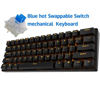 Mechanical Keyboard 61-Key Wired Hot-Swap Layout with RGB Backlighting and Red or Cyan Switch Options