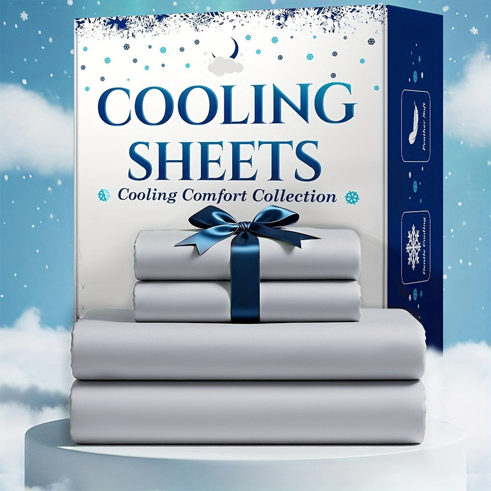 Bamboo Blend Cooling Bed Sheet Set 4pcs – Ultra Soft Breathable Kids Sheets, Deep Pocket Fitted Sheet 18"-24"