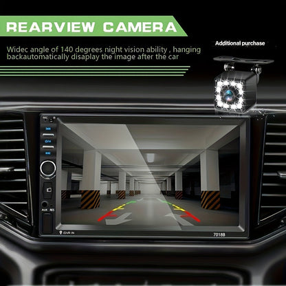 Double Din Car Stereo 7 Inch Touchscreen – CAMECHO MP5 Player with Wireless FM, Mirror Link, USB/SD/AUX, Backup Camera Input