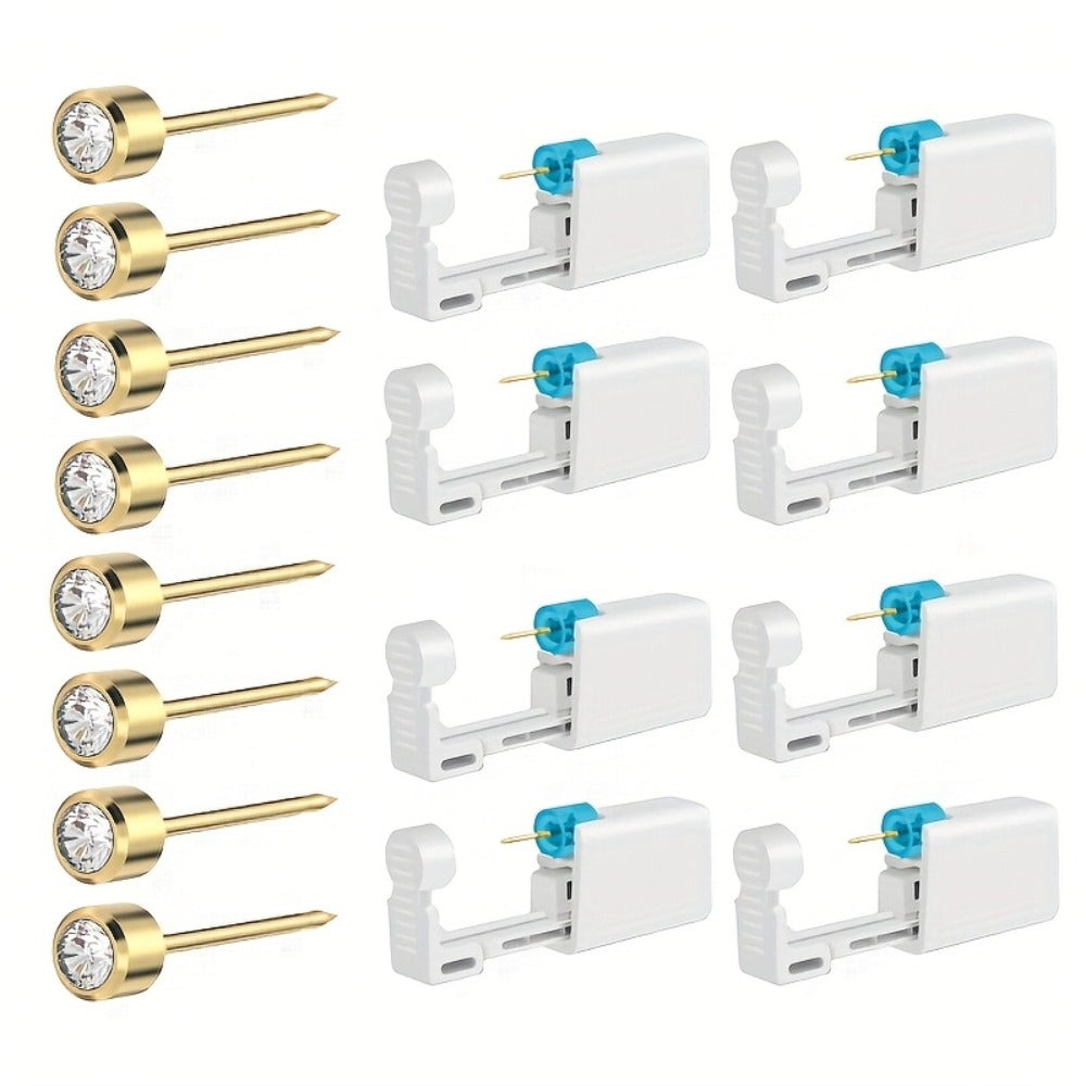 Disposable Ear Piercing Gun Set 8pcs - Stainless Steel Ear Stud Piercing Tool Kit for Entryways, Bedrooms and Living Spaces