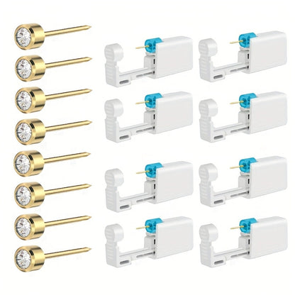 Disposable Ear Piercing Gun Set 8pcs - Stainless Steel Ear Stud Piercing Tool Kit for Entryways, Bedrooms and Living Spaces