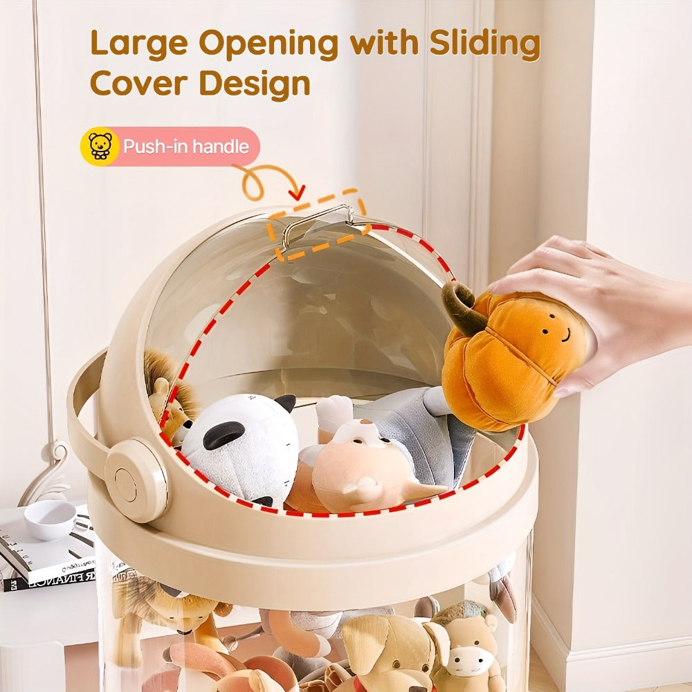 Stuffed Animal Storage Tower, Clear Plastic Toy Organizer with Layered Shelves, Visible Spacious Display Box for Kids Room