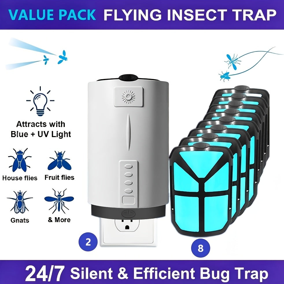 Mosquito Trap Indoor Electric Insect Catcher with Replacement Lure Refill Core for Home Bedroom Kitchen Fruit Fly Flying Bug Trap Device