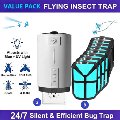 Mosquito Trap Indoor Electric Insect Catcher with Replacement Lure Refill Core for Home Bedroom Kitchen Fruit Fly Flying Bug Trap Device