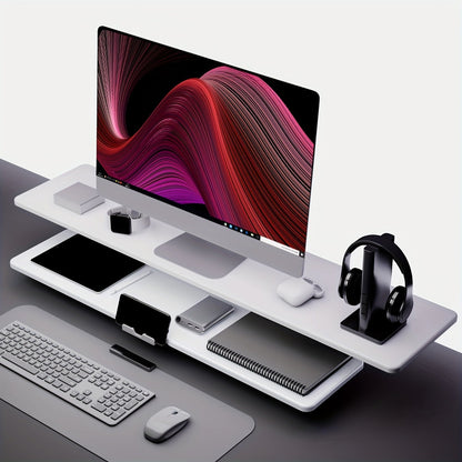 Dual Monitor Stand Riser with Storage E-Sports Style, Adjustable Height Desk Organizer with Cable Management