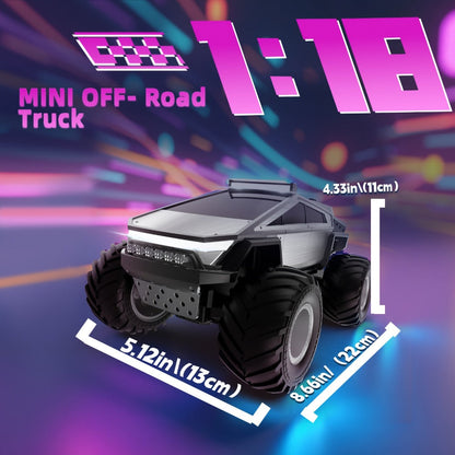Remote Control Car, Cybertruck-Style 1:14 and 1:18 Pickup Models with 2.4GHz Control, LEDs and Spray Effect