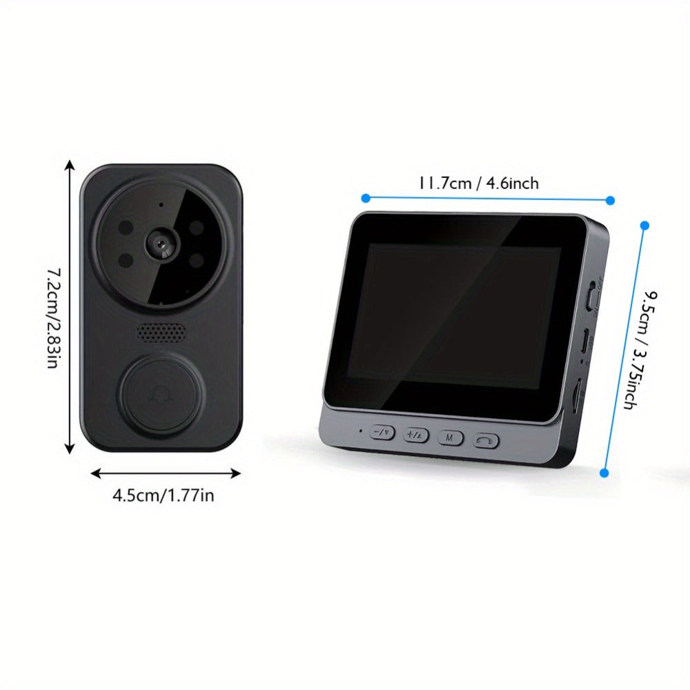 1296P Video Doorbell with 4.3" Indoor Monitor & Local SD Storage - No WiFi No App Required, Two-Way Audio
