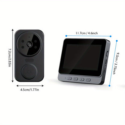 1296P Video Doorbell with 4.3" Indoor Monitor & Local SD Storage - No WiFi No App Required, Two-Way Audio