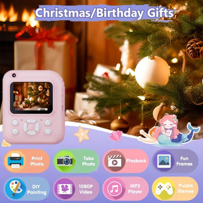 Instant Print Camera for Kids 48MP with Print Paper 32G TF Card 1080P FHD Video Flash MP4 Puzzle Game for a Home Lash Beauty Routine