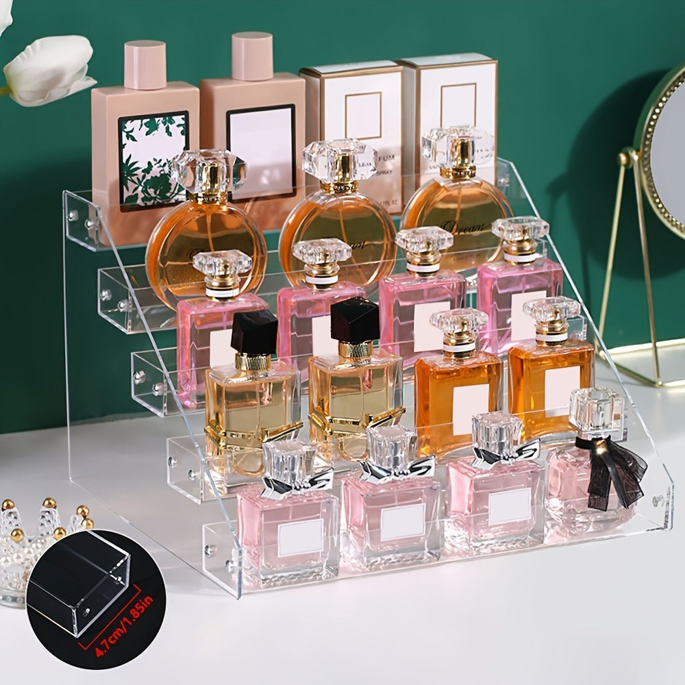 Clear Acrylic Makeup Organizer 5-Tier Cosmetic Storage with Multiple Compartments for Perfume Lipstick Skincare Nail Polish Jewelry Vanity