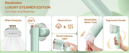 1200W Handheld Garment Steamer and Iron with 110–125V Label, Rest Pad and Three Color Options