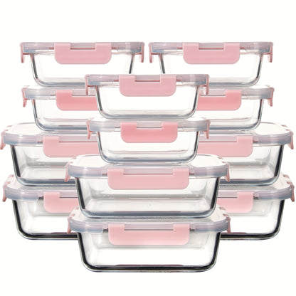 Glass Food Storage Containers with Airtight Lids – Borosilicate Glass Meal Prep Containers Set, Microwave Dishwasher Freezer Safe