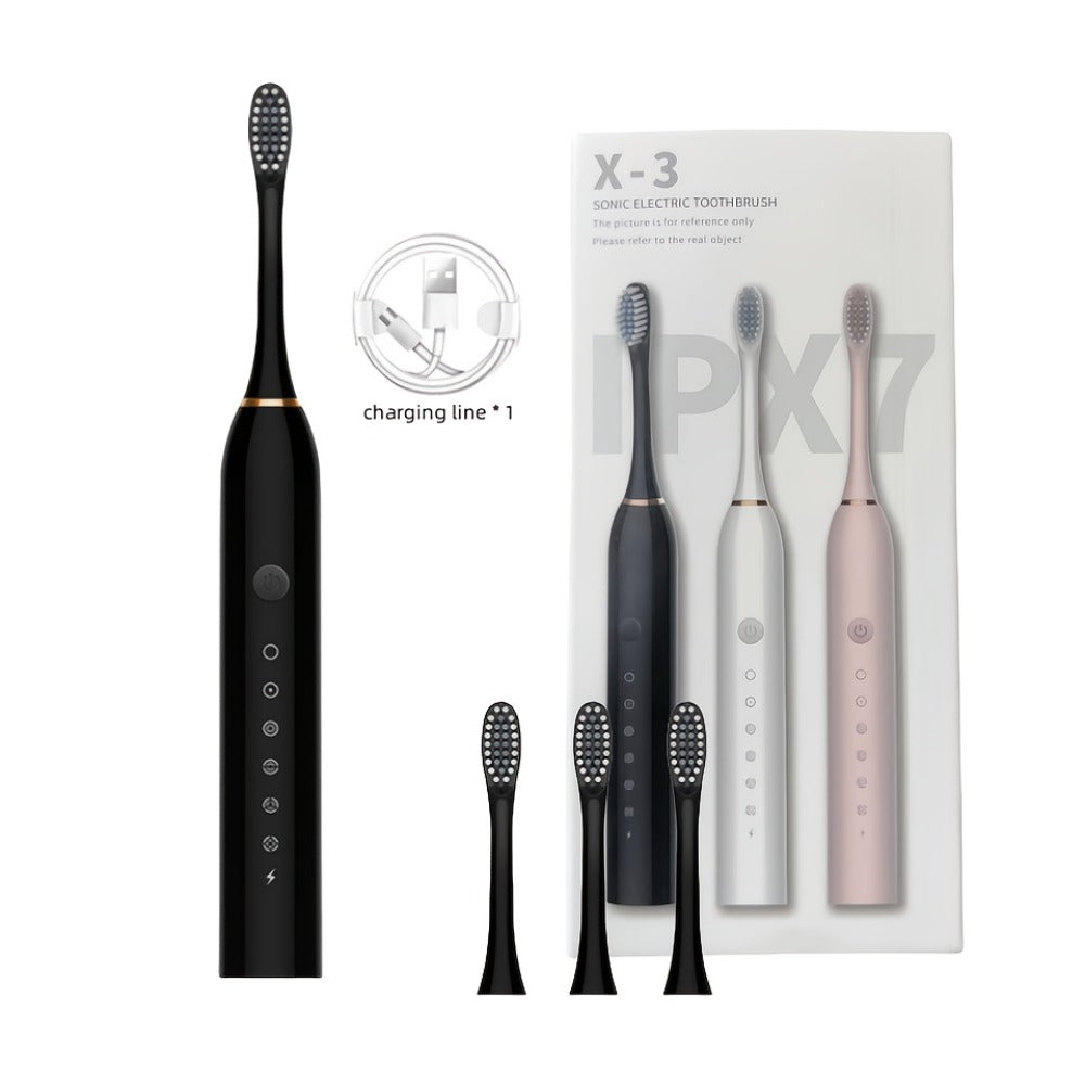 Rechargeable Electric Toothbrush with 6 Cleaning Modes & Smart Timer, USB Sonic Toothbrush for Adults