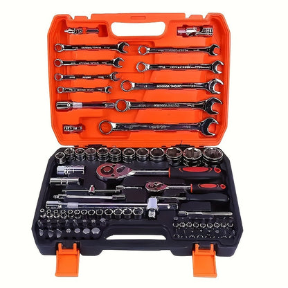 Premium Stainless Steel Repair Tool Kit 55/82/94/121PCS – Complete Automotive & Home Repair Set | Multi-Function Hand Tools | No Charging