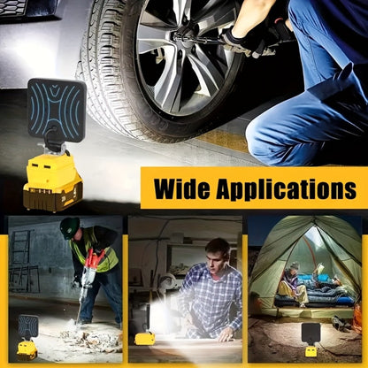 LED Work Light Compatible with DeWalt 20V Battery - 18W/84W Adjustable Floodlight for Entryways, Bedrooms and Living Spaces