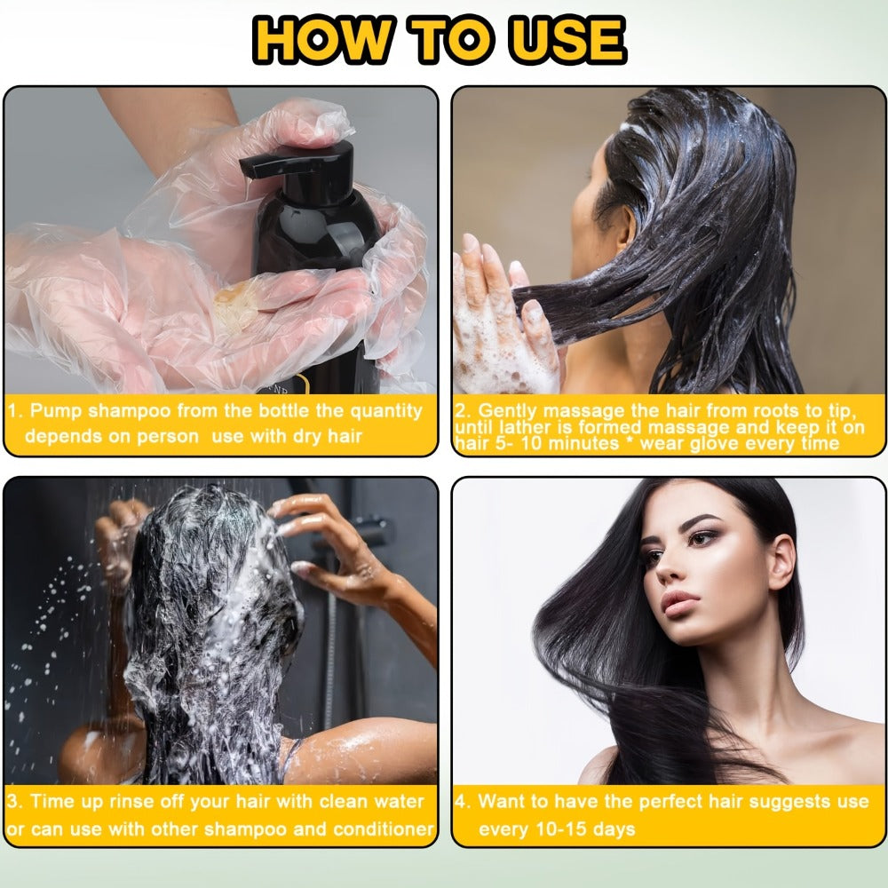 Hair Dye Shampoo Natural Plant Pigments, Covers Gray Hair Fast in 1 Wash, 16.91oz Color Shampoo in Black