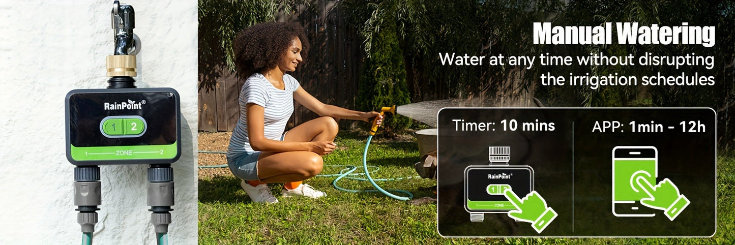 WiFi Sprinkler Timer 2 Zone Smart, App Control Garden Irrigation for Garden, Lawn and Yard Watering