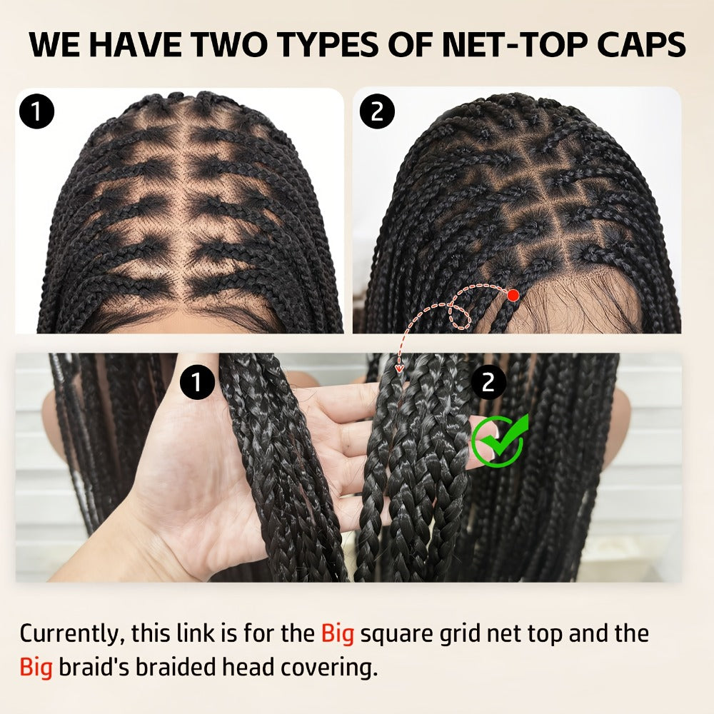 Extra-Long Natural Black Braided Wig with Full Lace Cap and 40-Inch Straight Box Braids for Styling
