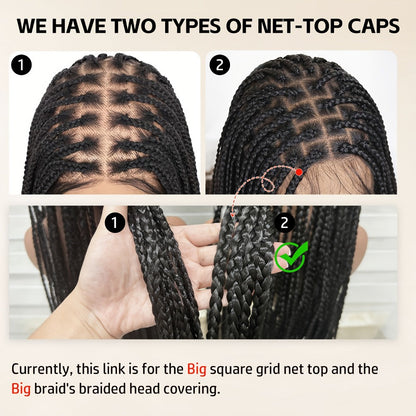 Extra-Long Natural Black Braided Wig with Full Lace Cap and 40-Inch Straight Box Braids for Styling