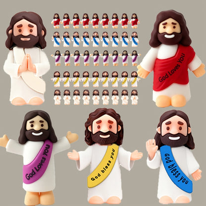 Bulk Mini Jesus Statue Set 50/100/150pcs – Religious Figurine Decorations 5 Assorted Colors, Vase Filler Home Decor Party Favors Christian