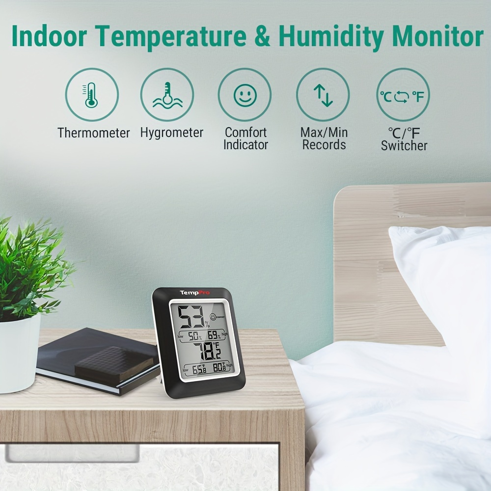 Indoor Hygrometer Thermometer 2-Pack – Room Temperature Humidity Meter with Air Comfort Indicator, Battery Powered for Home