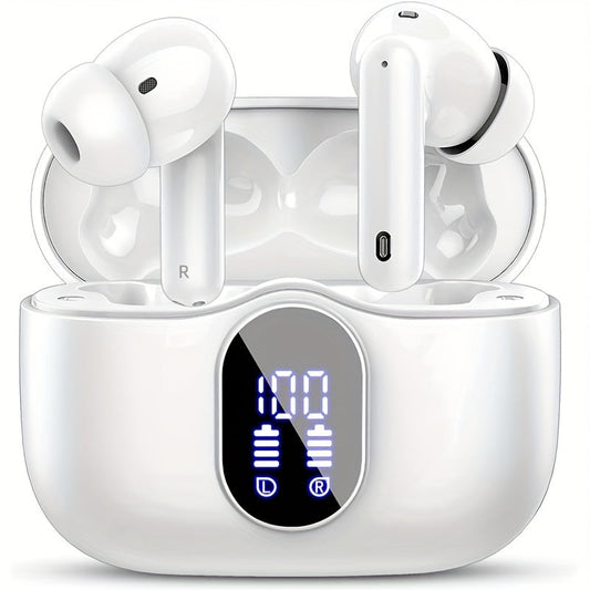 Wireless Earbuds Bluetooth 5.3 with Call Noise Reduction Mic, LED Display Case and Eight Color Options