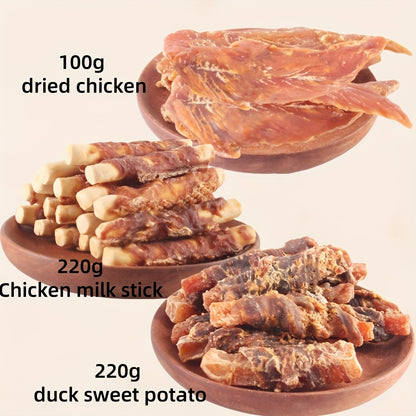 Natural Dog Treats Set Duck Chicken Milk Stick Sweet Potato Grain Free High Protein Low Fat Dental Health Gift Box Combinations for Dogs