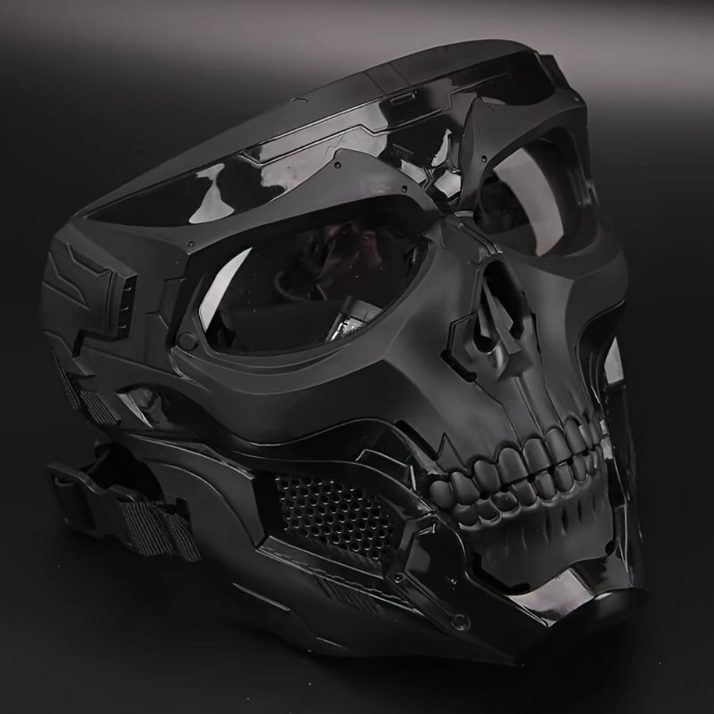 Costume Accessories Tactical Helmet and Skull Mask Set with ABS Shell, Adjustable Dial and Black Finish