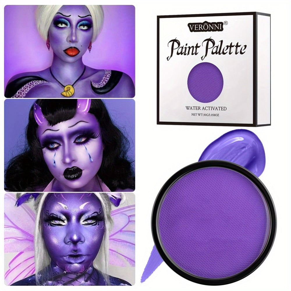Water Activated Face Paint Kit 6 Colors with 10 Brushes, Water Based Face Body Paint Palette Black White Red