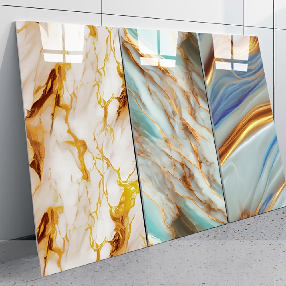 Self-Adhesive PVC Wall Sticker 22pcs Peel and Stick Marble Boho Wallpaper 11.81x23.62in Oil for Entryways, Bedrooms and Living Spaces
