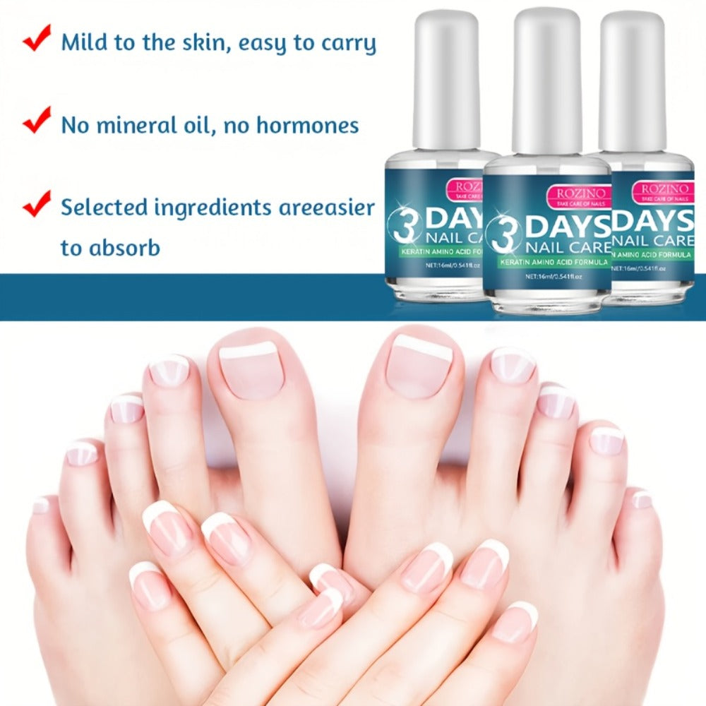 Keratin Nail Strengthening Oil 3-Pack – 3-Day Visible Results Quick-Drying Moisturizing Nail Care Oil, Prevents Peeling Breakage