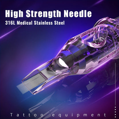 Stainless Steel Tattoo Cartridge Needles 50pcs Mixed RL RS RM M1 Weaved Magnum for Temporary Body Art, Festivals and Costumes