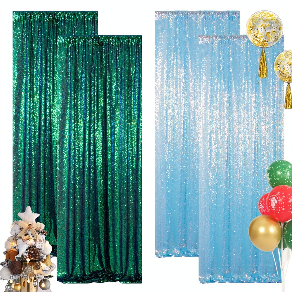 Sequin Backdrop Curtain for Party Wedding – 4x8ft Shimmering Glitter Curtain for Birthday Photo Booth Stage Decoration, Easy Hang