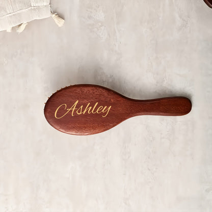 Hair Accessories Personalized Wooden Hair Brush with Engraved Name and Round or Square Shape