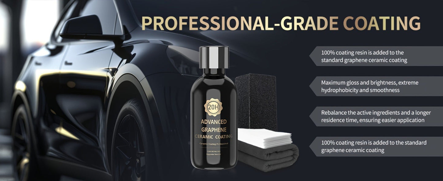 Graphene Ceramic Coating Kit 70ml – 20H Ultra High Gloss Car Paint Protection, 10+ Year Long-Lasting Shield