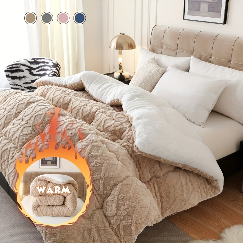 Sherpa Comforter Double-Sided Plush Taffeta, Extra Thick 500GSM Warm Fluffy Comforter for Autumn & Winter – Soft Cozy Bedding for Twin XL