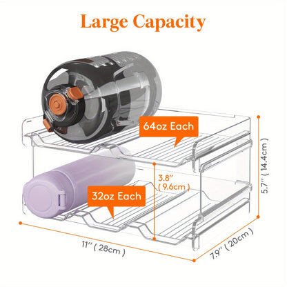 Water Bottle Rack Kitchen Organizer Stackable Plastic Holder with 5, 6, 8, 9, 11 or 12-Bottle Options