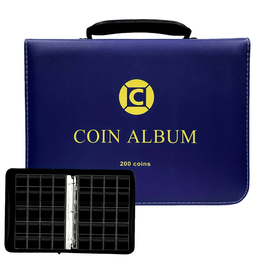 Coin Collection Book with Zipper & Handle 200/320 Pockets – 10/20 Page Coin Storage Album for Currency & Commemorative Coins