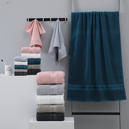 Striped Bath Towels, Towel Set 8 Piece 550GSM Pure Cotton Vintage Striped Bath, Hand Towels and Washcloths for Home and Guest Use