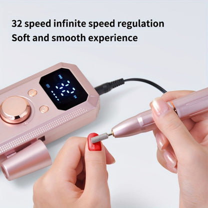 Cordless Electric Nail Drill Machine Rechargeable Professional E-File 11 Bits 20 Sanding Discs High Speed Acrylic Gel Natural Nails