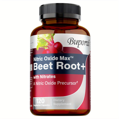 Dietary Supplement Beet Root Capsules with listed Nitrates, Black Pepper and Antioxidants, 120 Count