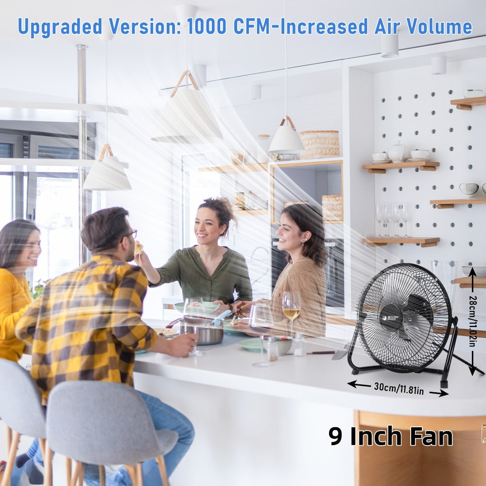 Industrial Floor Fan, Metal Stand Fan with 3 Speed Settings & 360° Tilt, High Velocity Airflow for Warehouse