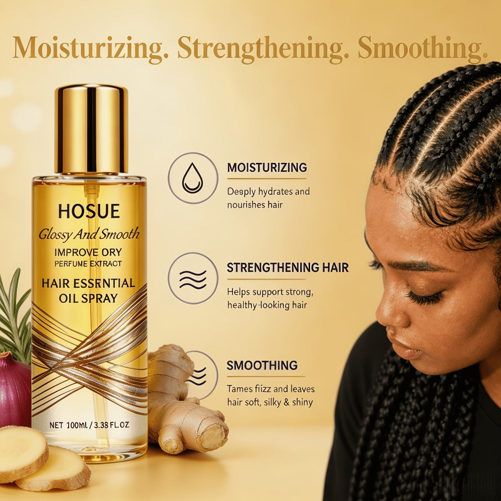 Anti-Frizz Hair Essential Oil Spray Smoothing & Conditioning Treatment for Dry, Damaged & Frizzy Hair